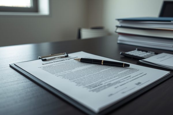 Multi-page HIPAA Business Associate Agreement contract document for ITAD vendor compliance verification
